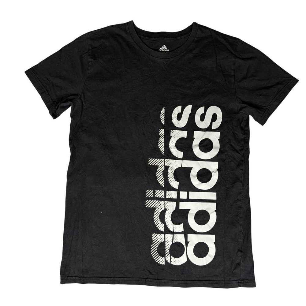 Adidas Kids Black T Shirt XL Logo Graphic Cotton Tee